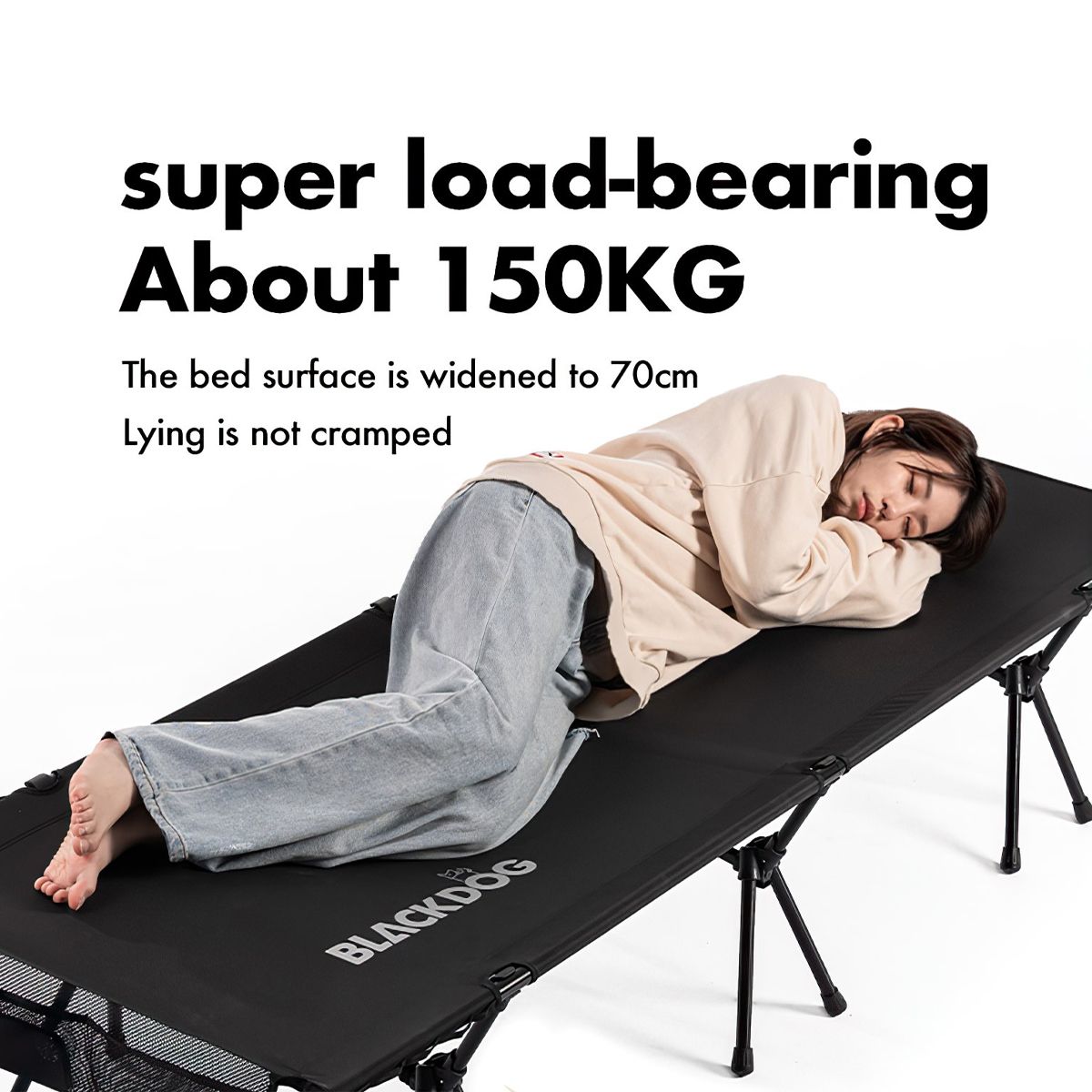  Giường Gấp Gọn Cắm Trại Điều Chỉnh Được Chiều Cao Blackdog Aluminum Alloy Folding Camp Bed 