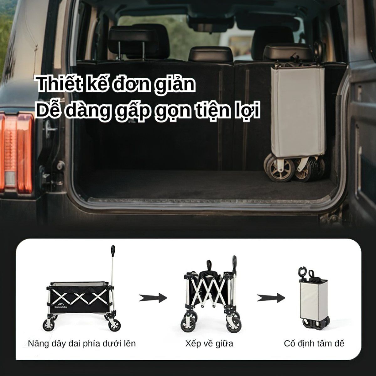  Naturehike Xe Kéo Cắm Trại Gấp Gọn Rubik’s Cube CNK2450JJ017 