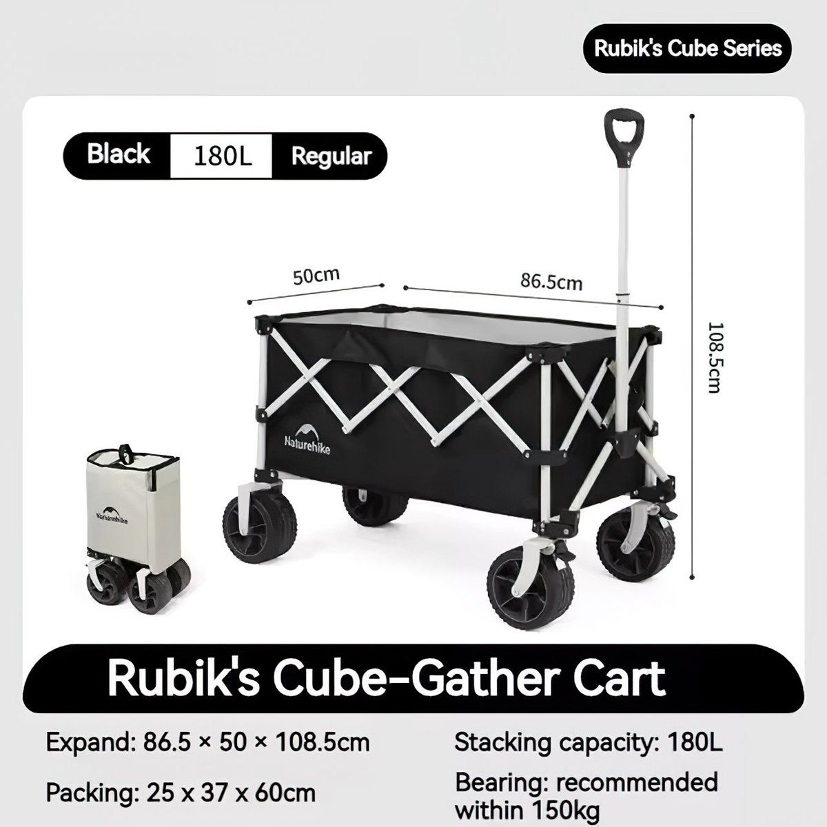  Naturehike Xe Kéo Cắm Trại Gấp Gọn Rubik’s Cube CNK2450JJ017 