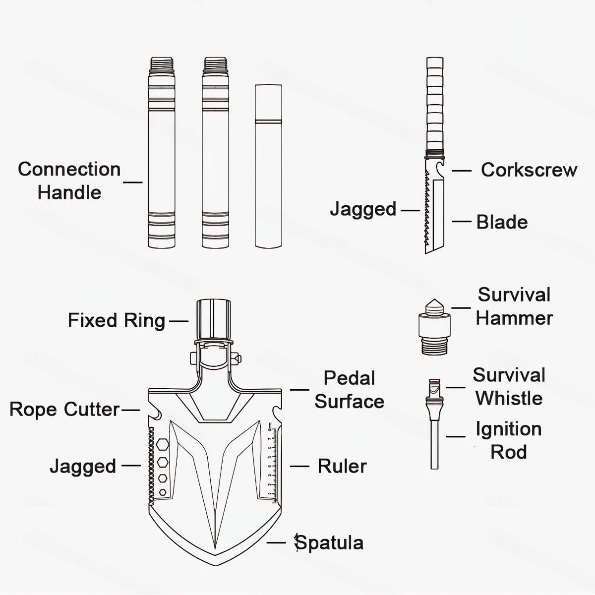  Xẻng Cầm Tay Đa Năng Cắm Trại Naturehike ( Multifunctional outdoor shovel ) 