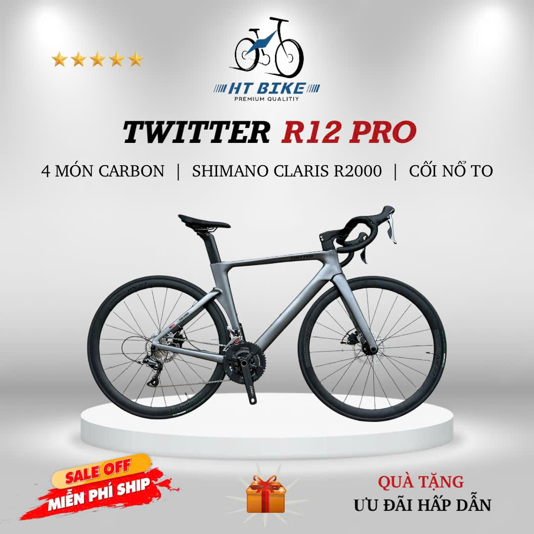 Xe đạp đua Road TWITTER R12 Pro 4 món carbon mới nhất 2025 | HT BIKE