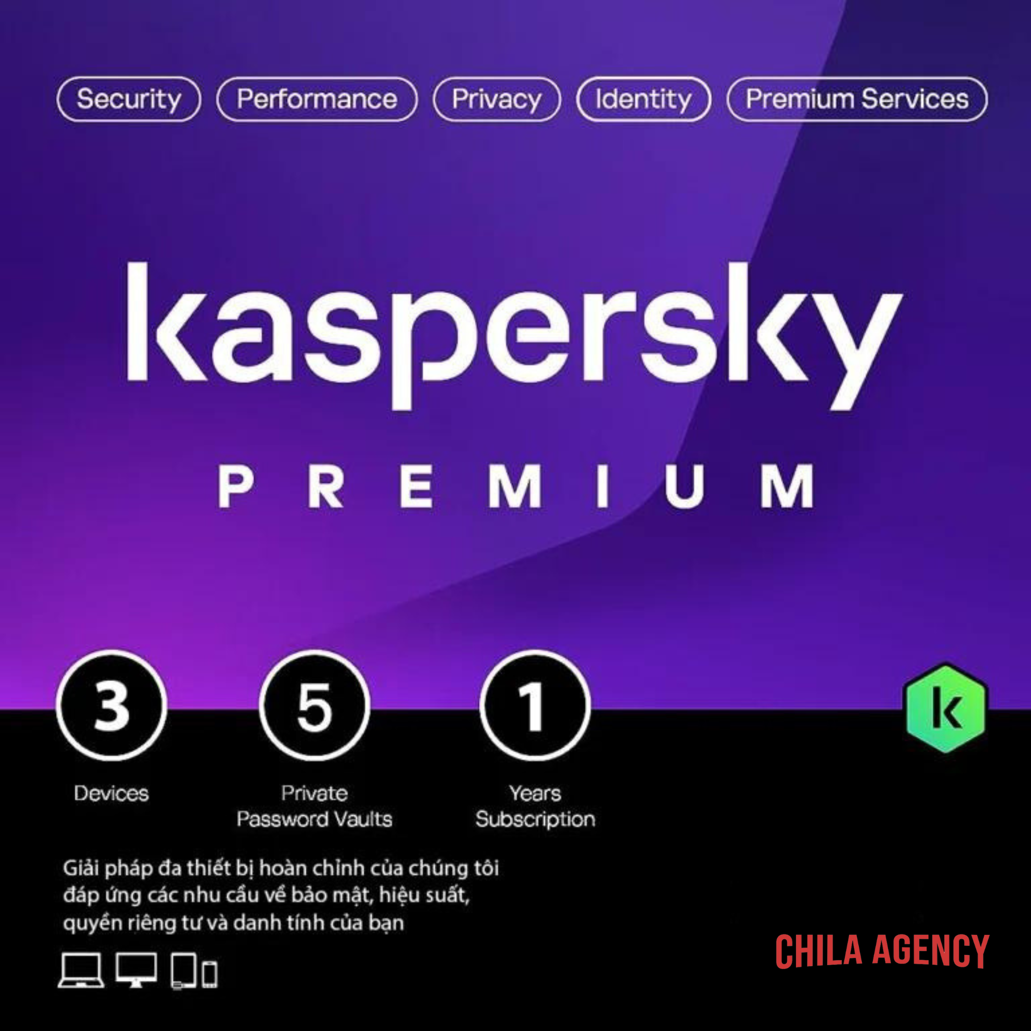  Key Kaspersky Premium 2023 12 tháng 3 thiết bị 