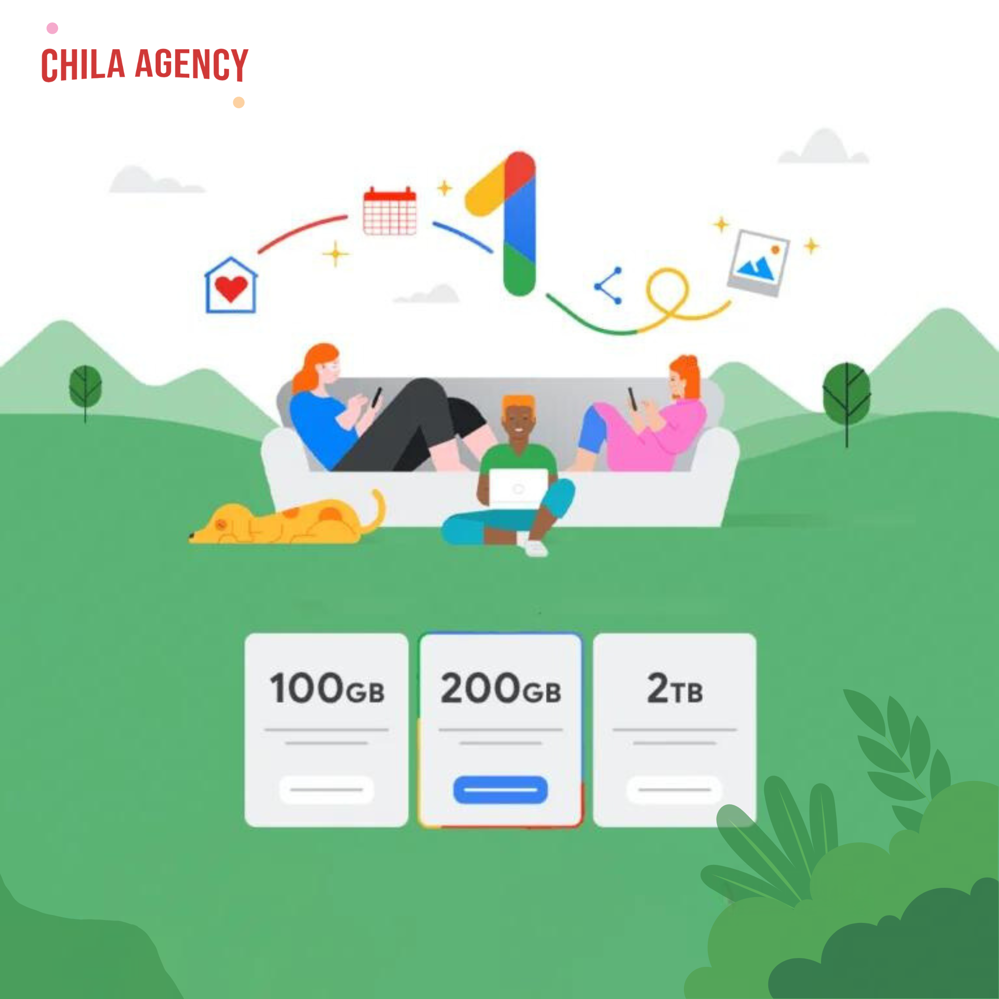  Nâng cấp bộ nhớ Google One chính chủ 12 tháng 