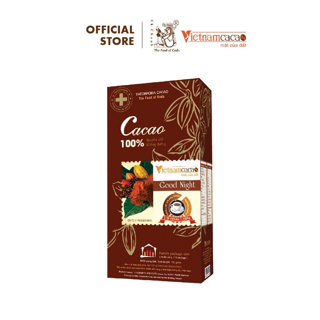  Bột Cacao nguyên chất hộp giấy 150g Vina Cacao Good Night 