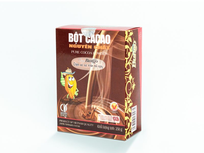  Bột Cacao nguyên chất 100% hộp giấy 250g Cacao Trọng Đức 