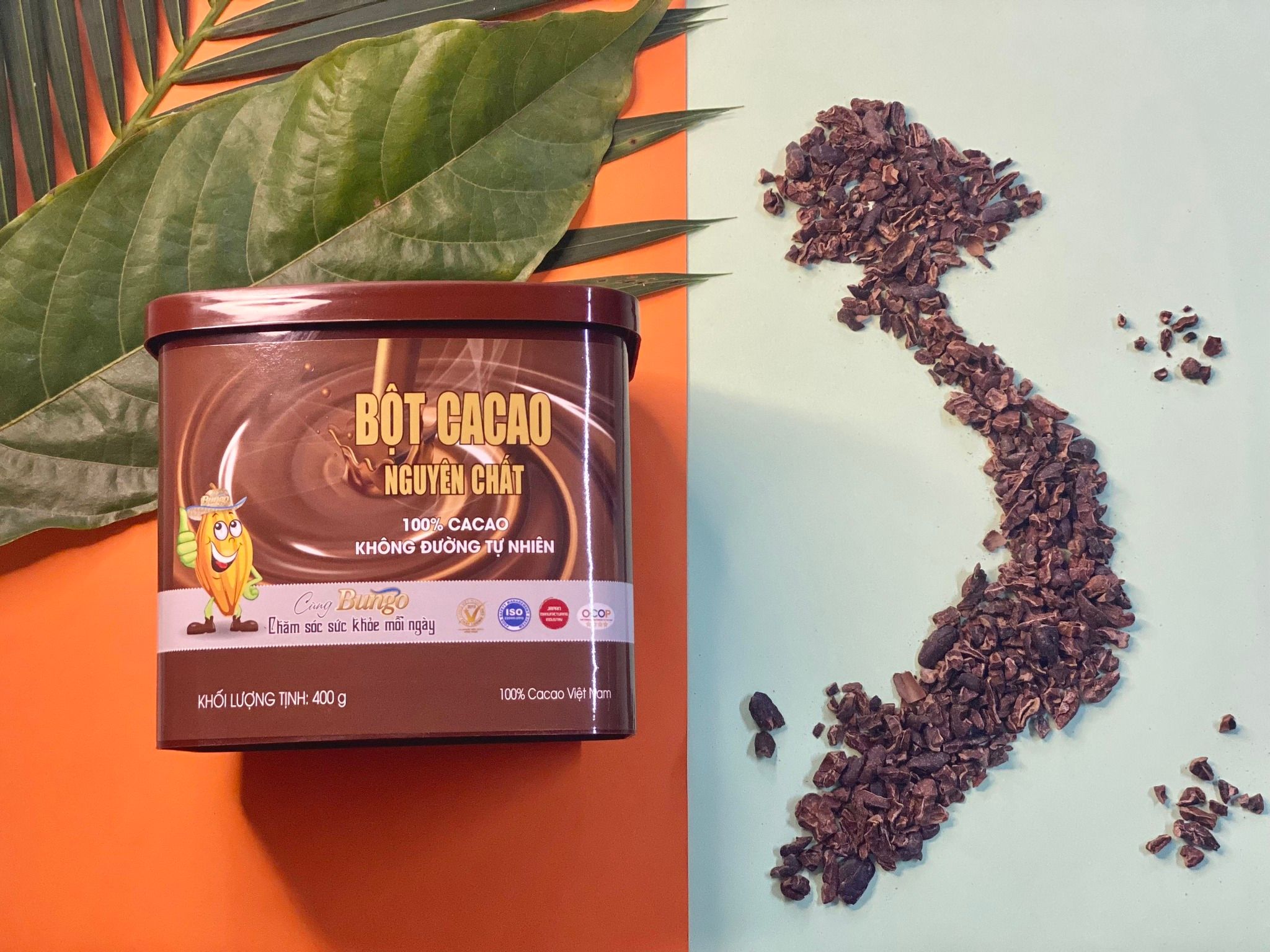 Bột Cacao nguyên chất 100% hộp nhựa 400g Cacao Trọng Đức 