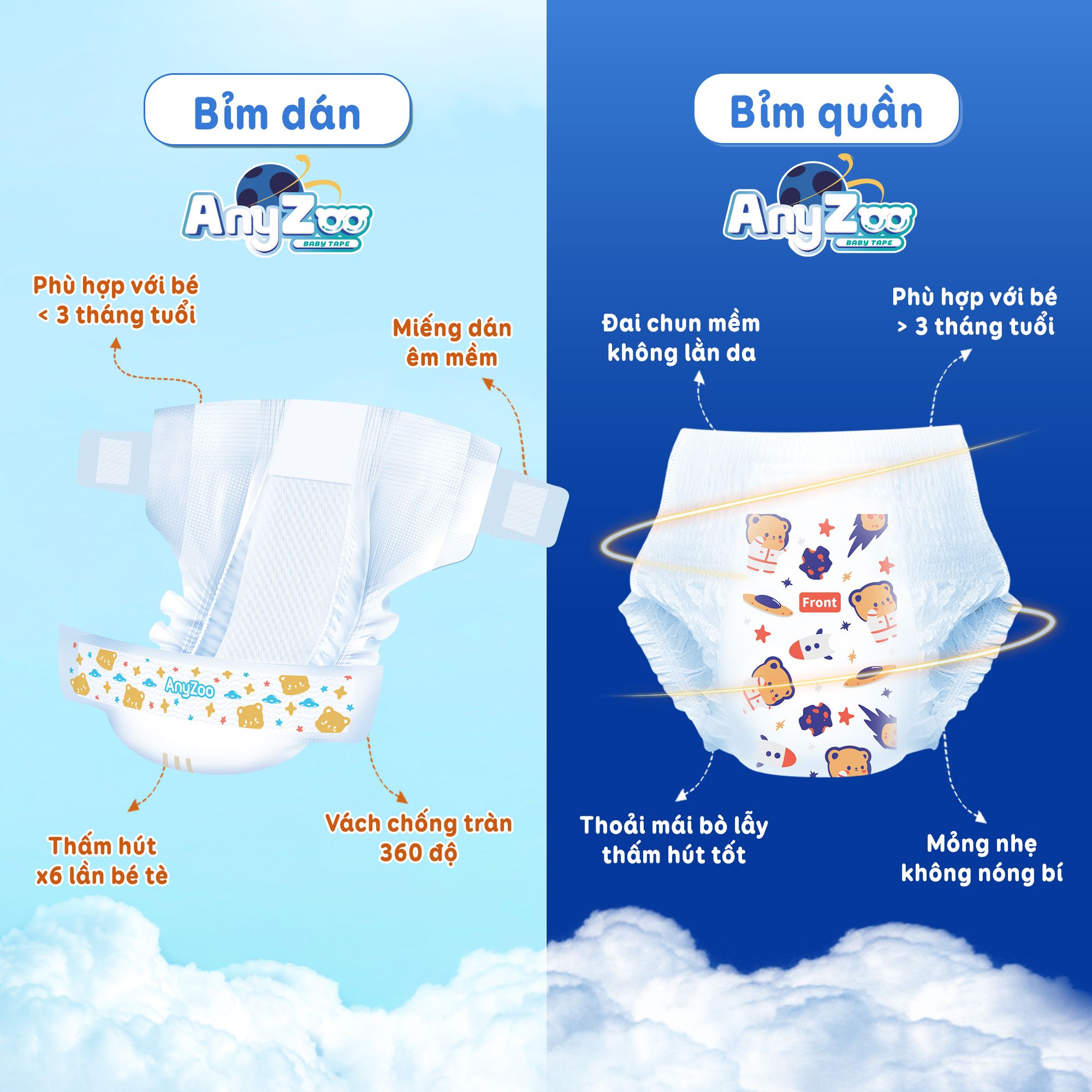 ANYZOO- Bỉm quần Premium size XL 42 miếng