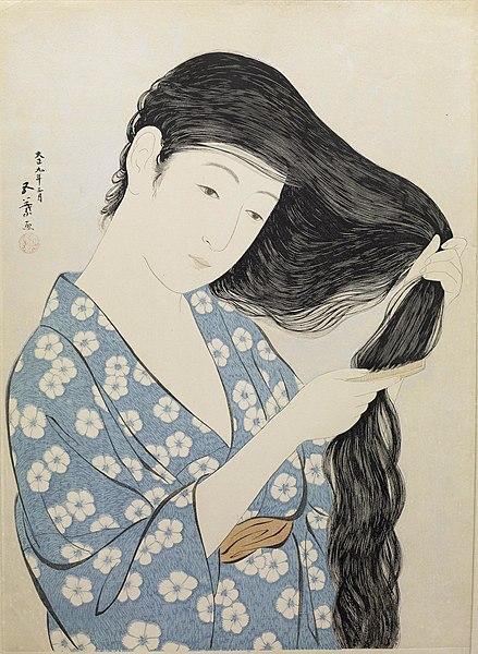 Tập tin:Hashiguchi Goyo - Woman in Blue Combing Her Hair - Walters 95880.jpg