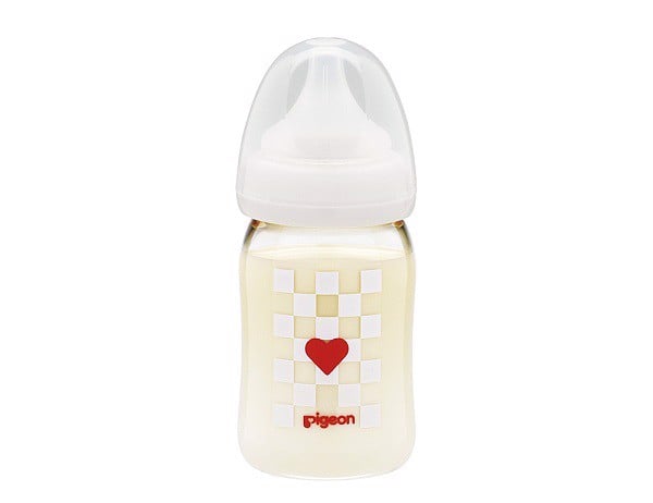 Bình sữa nhựa Pigeon 160ml cổ rộng hình caro