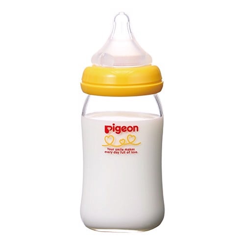 Bình sữa thủy tinh Pigeon 160ml cổ rộng màu xanh lá cây