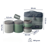 KAIYO- Bộ hộp cơm giữ nhiệt 5 món (Xanh lá - Kem) 