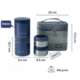  KAIYO- Bộ hộp cơm giữ nhiệt 5 món (Ghi - Navy) 