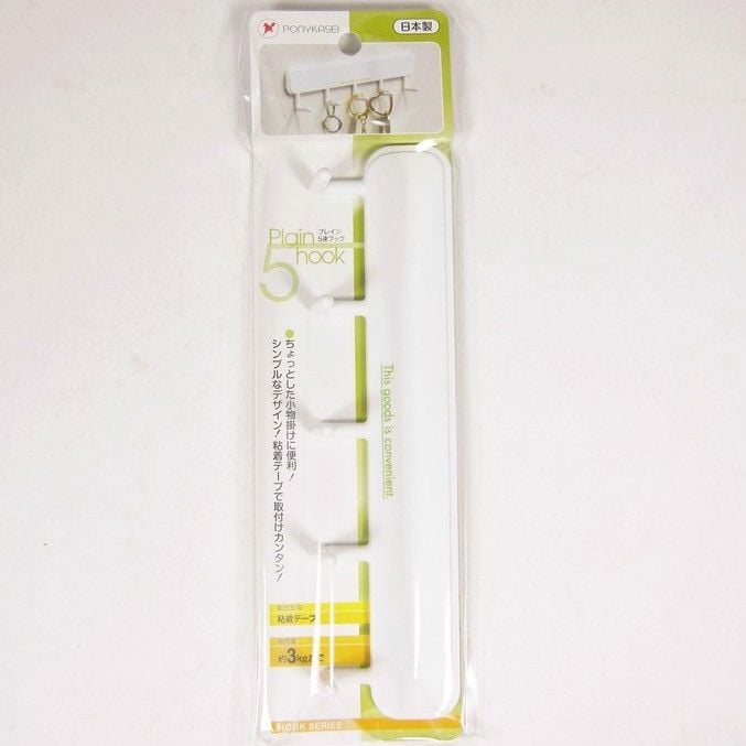 PONYKASEI-Thanh dán tường 5 móc màu trắng HK-102