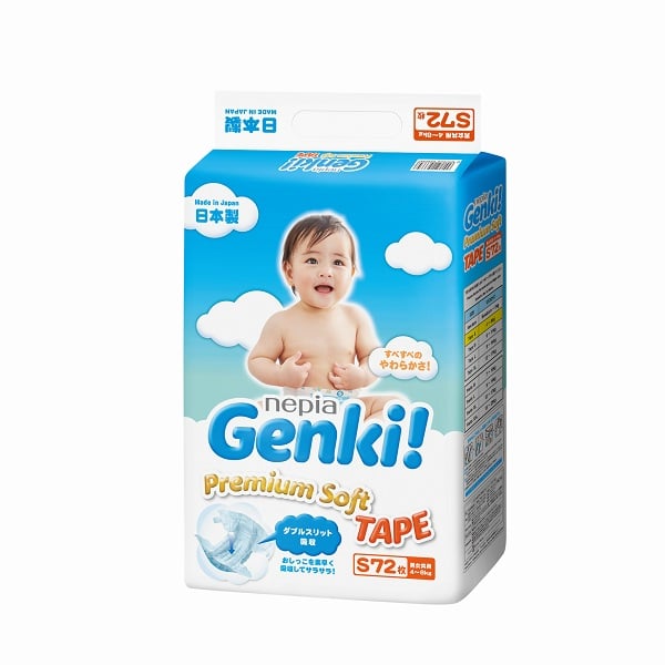 Bỉm Genki Premium Soft cỡ S72 dạng dán