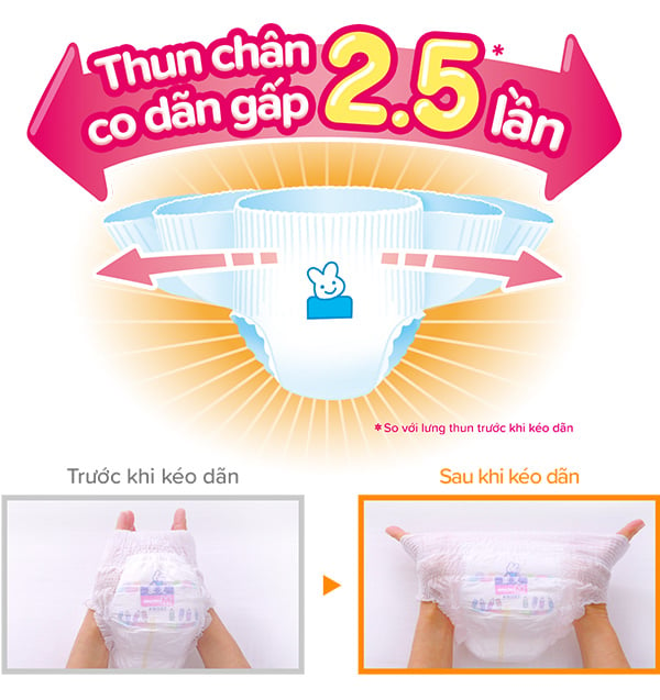 Độ co giãn của cạp chun bỉm quần Merries 