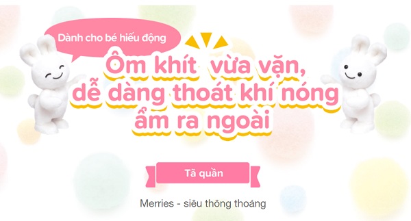 Bỉm quần Merries siêu thông thoáng, ôm khít vừa vặn