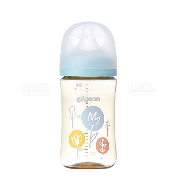 PIGEON- Bình sữa nhựa cổ rộng hình hoa 240ml