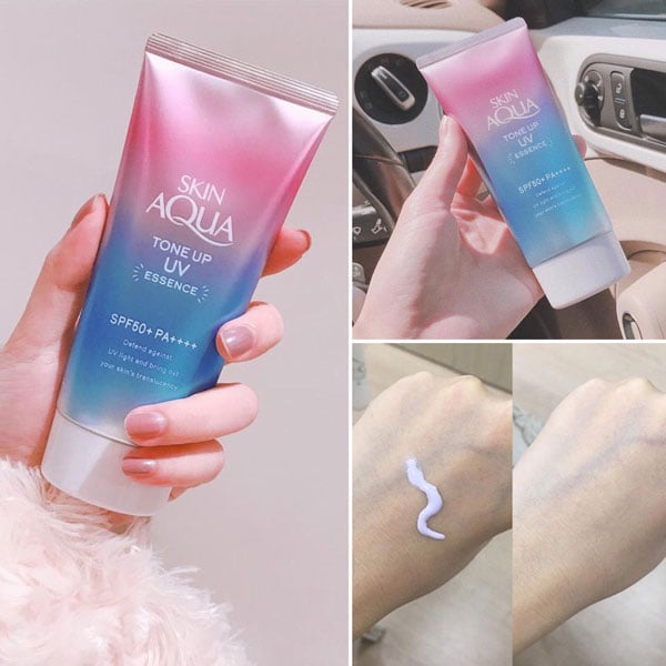 Skin Aqua Essence Lavender 80g là kem chống nắng có công dụng nâng toneSkin Aqua Essence Lavender 80g là kem chống nắng giúp nâng tone