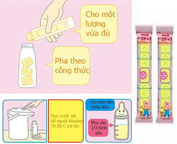 Cách pha sữa Meiji dạng thanh 0-1 nội địa Nhật