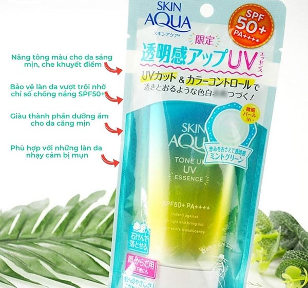 Kem chống nắng Skin Aqua Tone Up UV Essence Mint Green 80g 