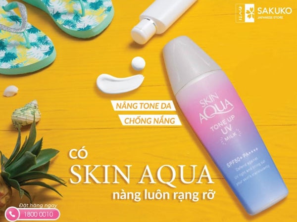 Skin Aqua Lavender 40ml có công dụng chống tia UV tốt