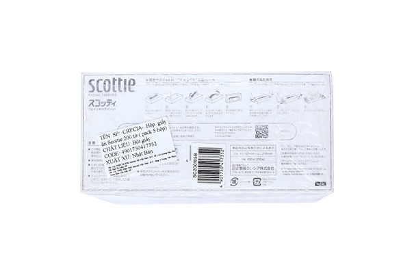 CRECIA - Hộp giấy ăn Scottie 200 tờ (pack 5 hộp)