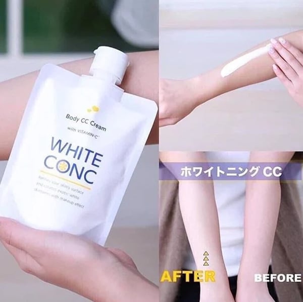 trước và sau khi sử dụng dưỡng thể White Conc