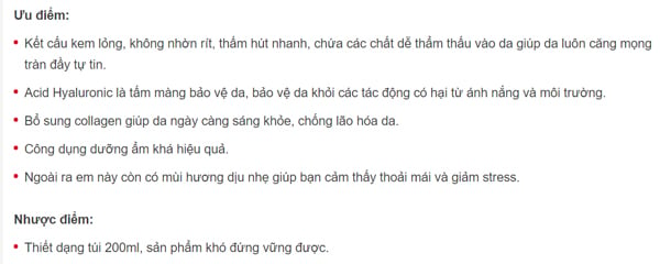 Trang web chuyên review chanhtuoi.com cũng có nhận xét tố về khả năng dưỡng ẩm của dưỡng thể White Conc.