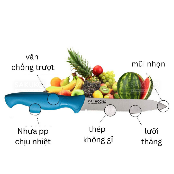  KAI- Dao nhà bếp màu x.da trời 112mm (Slim pack) 