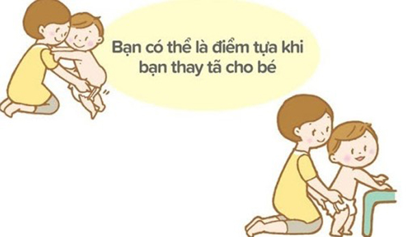 cách thay bỉm quần merries cho bé khi đứng