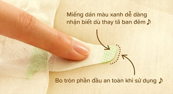 miếng dán bỉm chắc chắn màu xanh để nhận biết