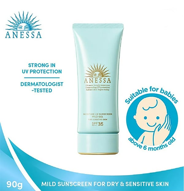 Gel chống nắng dưỡng ẩm Moisture UV Sunscreen Mild Gel là sản phẩm lành tính phù hợp cho cả làn da em bé