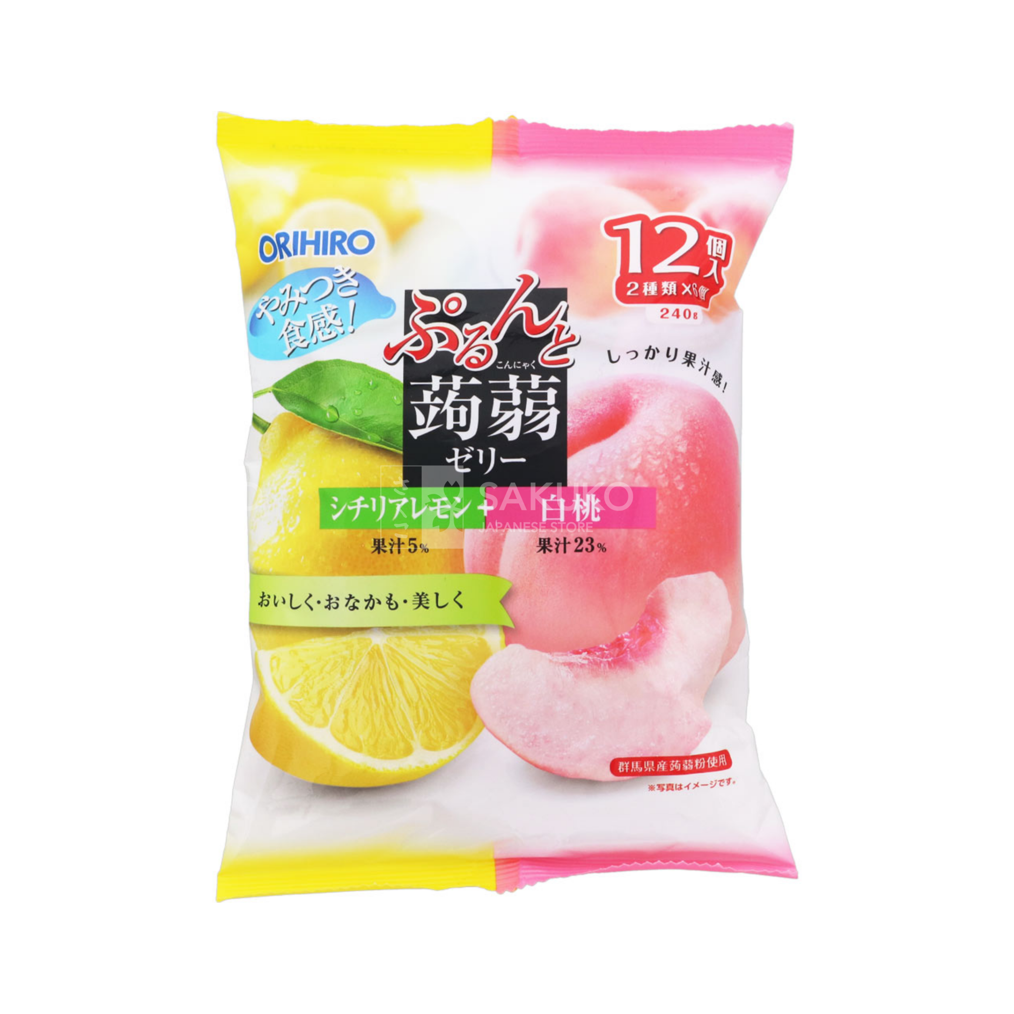 ORIHIRO- Thạch mềm vị chanh đào trắng 20g x12 chiế