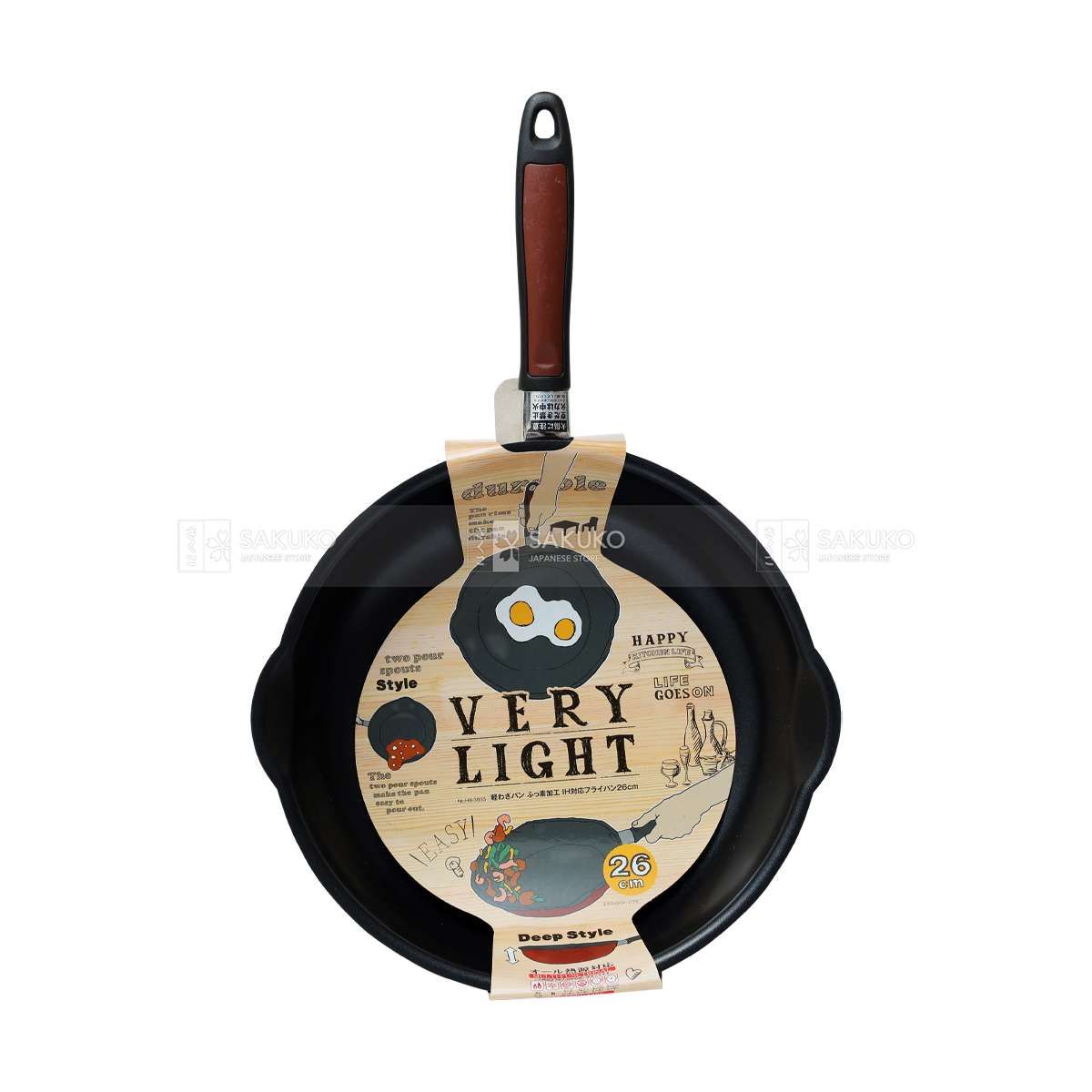PEARL METAL-Chảo chống dính sâu lòng màu cam26cm