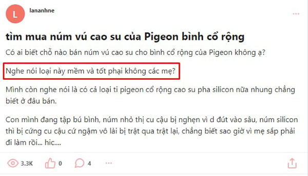 Núm ty Pigeon được đánh giá là mềm và tốt trên diễn đàn webtretho.