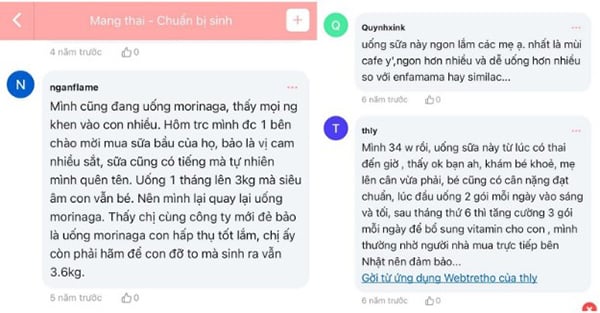 Morinaga được nhận xét là sữa bầu hấp thụ nhiều vào bé, ít vào mẹ, tránh gây tăng cân nhanh và quá đà cho mẹ.