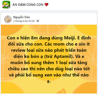 Mẹ Nguyễn Trân muốn xin ý kiến đổi sữa cho em bé tăng chiều cao