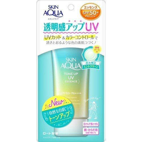 ROHTO- Kem chống nắng nâng tông Skin Aqua UV Essence màu xanh Mint