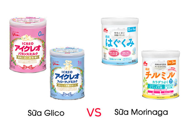 So sánh sữa Glico và Morinaga