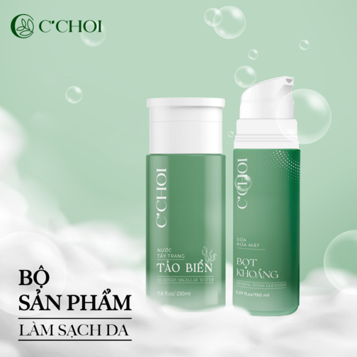 LĐ-  Bộ sản phẩm làm sạch da - NƯỚC TẨY TRANG TẢO BIỂN & SỮA RỬA MẶT BỌT KHOÁNG