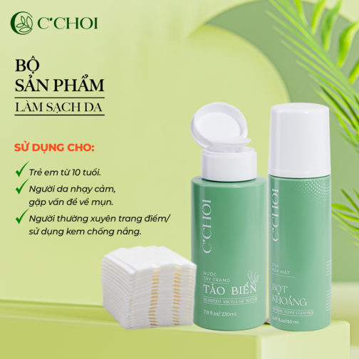 LĐ-  Bộ sản phẩm làm sạch da - NƯỚC TẨY TRANG TẢO BIỂN & SỮA RỬA MẶT BỌT KHOÁNG