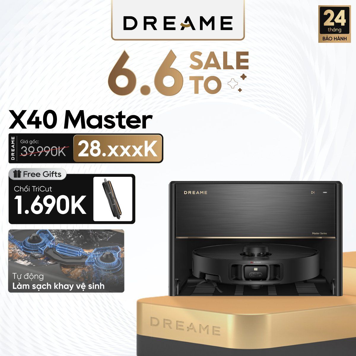  Robot hút bụi lau sàn chuyên dụng thông minh Dreame X40 Master 