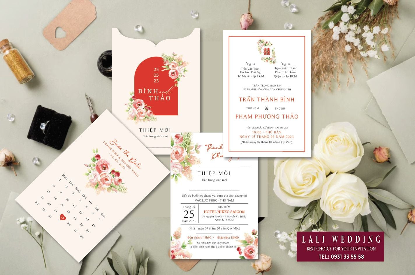 Thiệp cưới phong bì rút - Mẫu ST005 – Lali Wedding