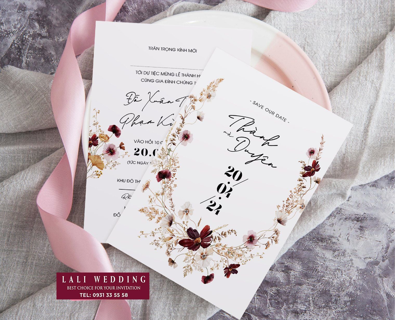 Thiệp cưới phong bì rút - Mẫu ST009 – Lali Wedding