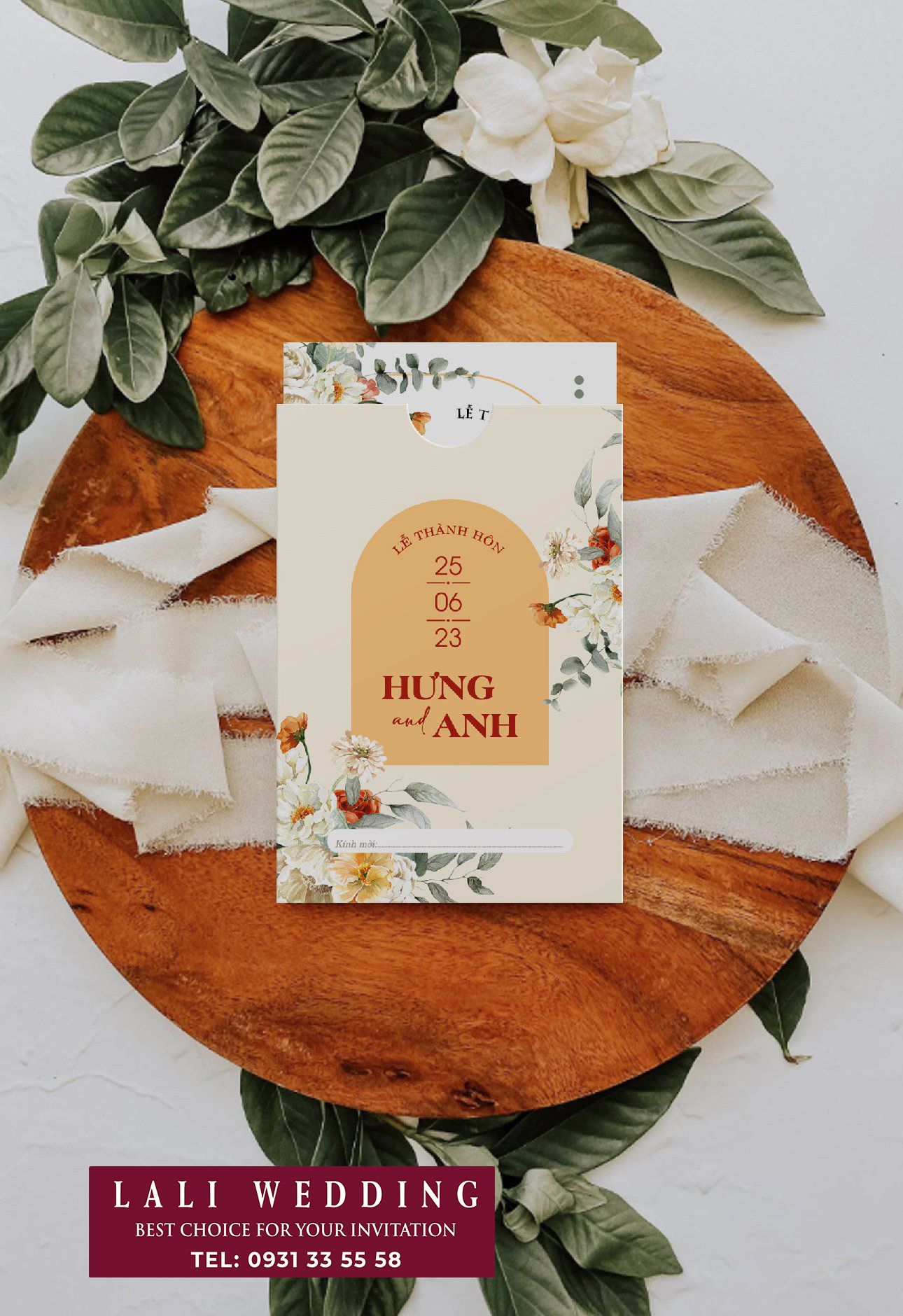 Thiệp cưới phong bì rút - Mẫu ST011 – Lali Wedding