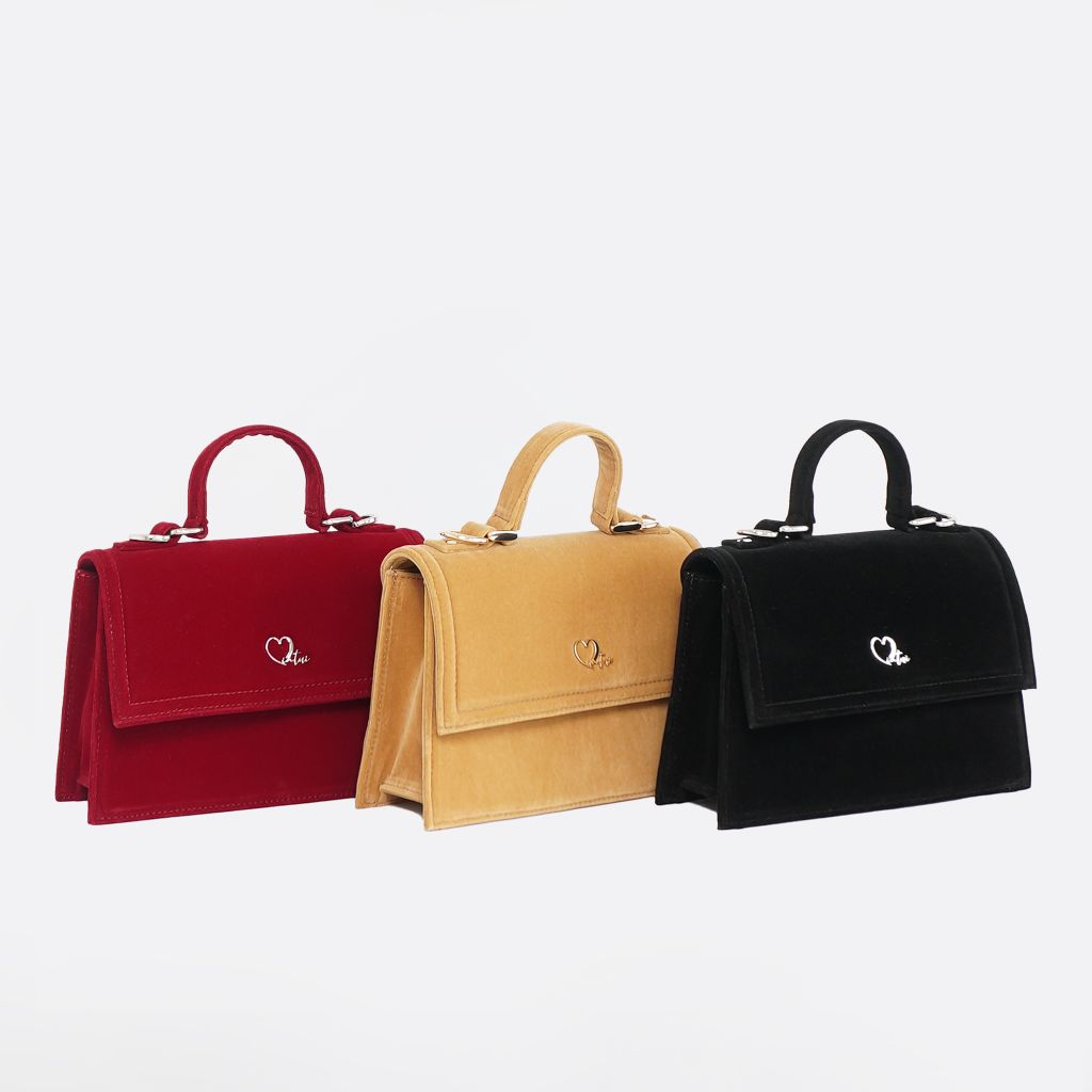 Túi cầm tay VELVET đáy rộng CLAUDIA