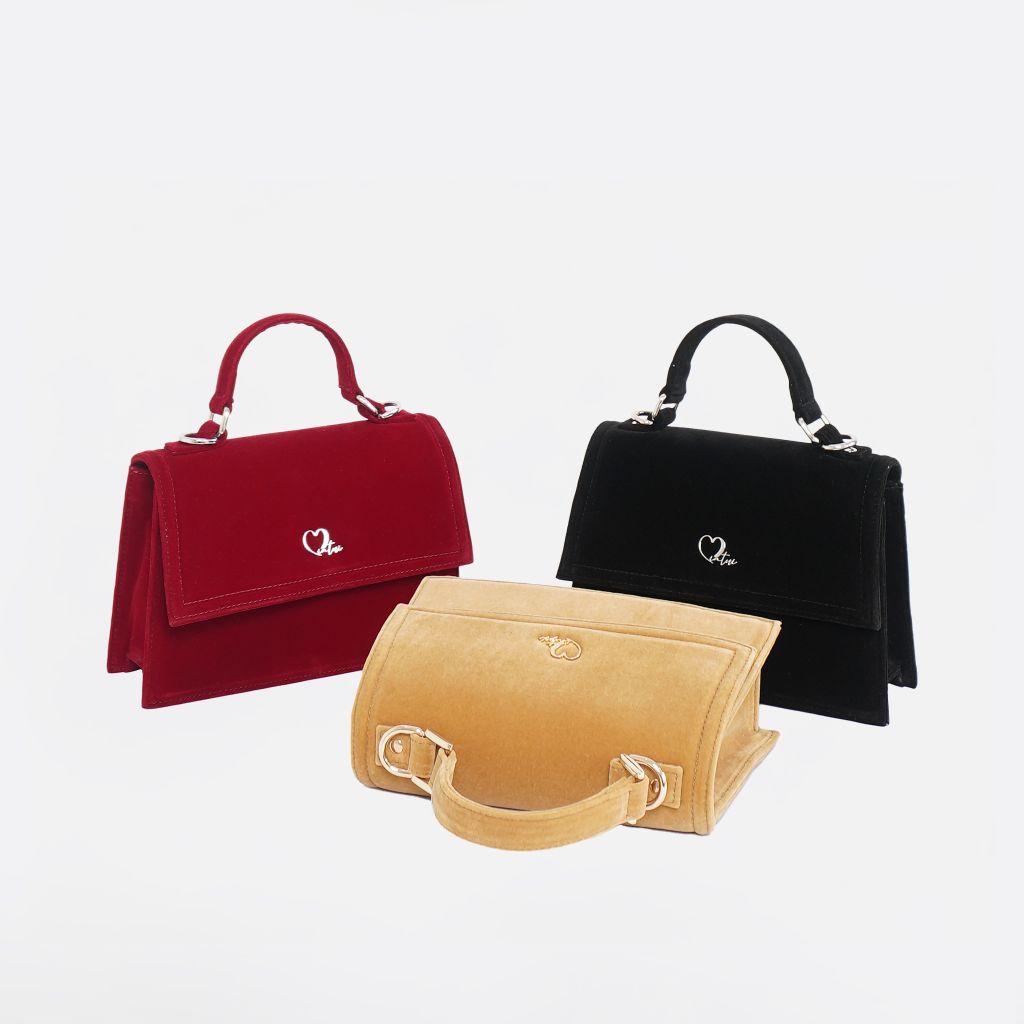 Túi cầm tay VELVET đáy rộng CLAUDIA