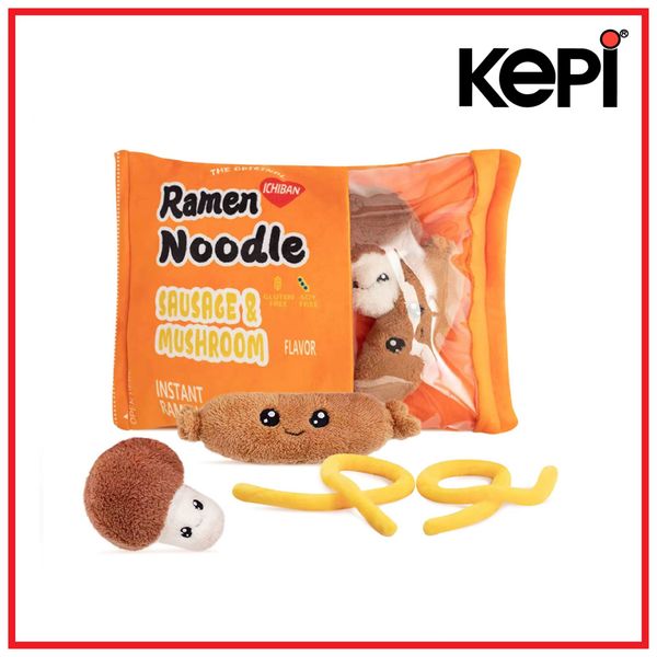 Plush Ramen  Noodle Mushroom Sausage Mini 45x35cm