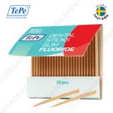  Wooden with fluoride, Slim - Tăm gỗ mỏng có chứa Flour - Hộp 25 cây 