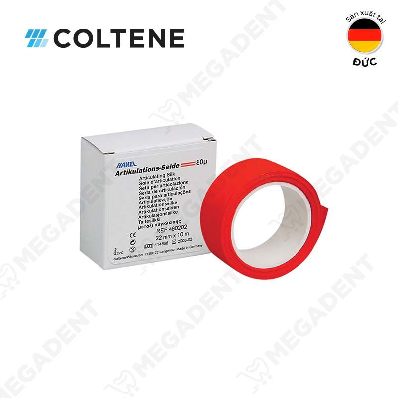  Hanel Articulating Silk 80µ, Red (22mm x 10m) - Cuộn lá cắn dạng lụa 2 mặt - Cuộn 10m 